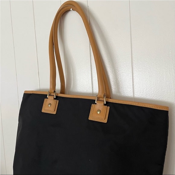 Hartmann XL Large Canvas Leather Tote Bag Purse Travel Black Tan 18” x 12” x 6” - Picture 7 of 12